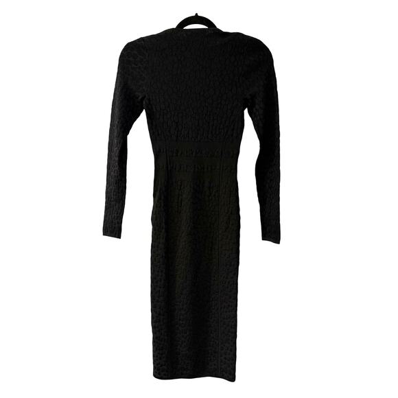 NEW! Good American S Low Down Bodycon BANDAGAE Midi Dress Long Sleeve Black Sz 1 - Picture 4 of 9